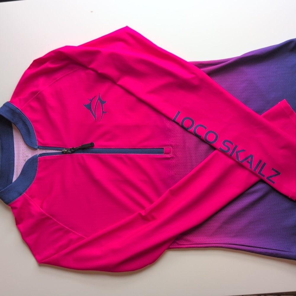 Loco Skaile Pink & Purple Long Sleeve, Zip-Up Shirt Dry Fit